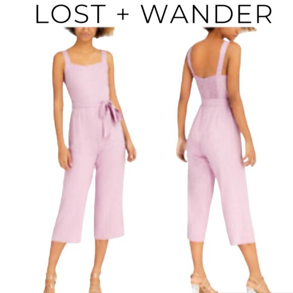 Lost + Wander Santorini Linen Jumpsuit - Pastel Lilac, Size L - Picture 1 of 13